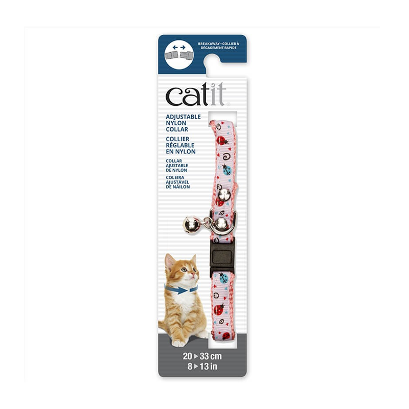 CATIT Collar Ajustable - Blanco & Rosas Chinitas