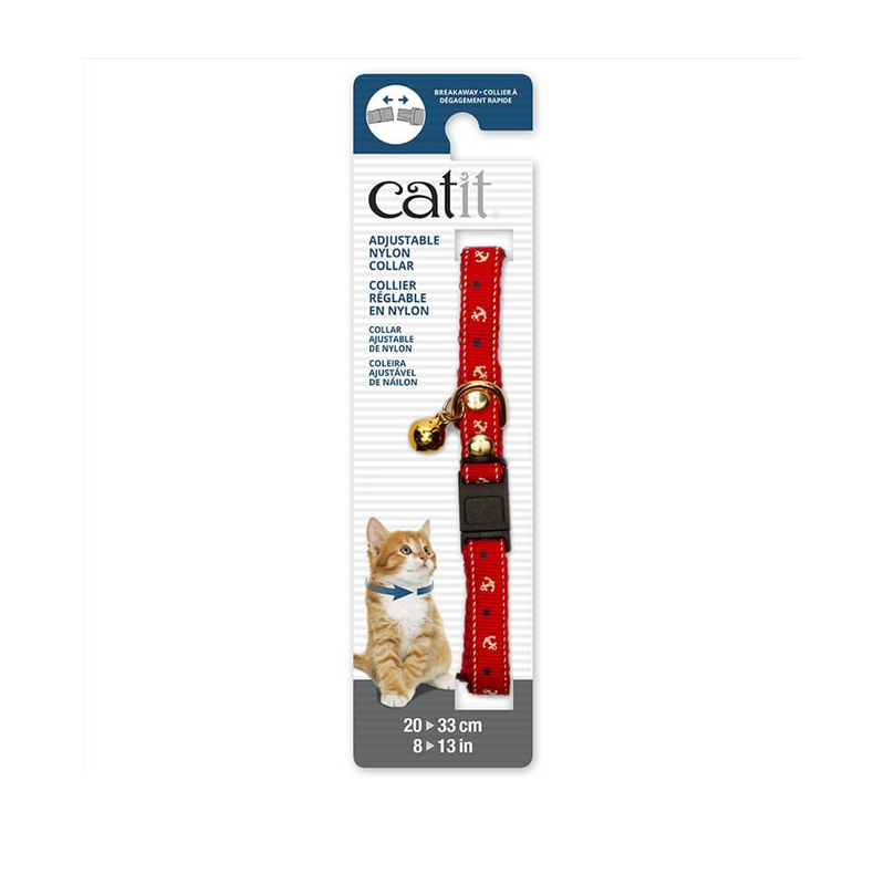 CATIT Collar Ajustable - Rojo con Anclas