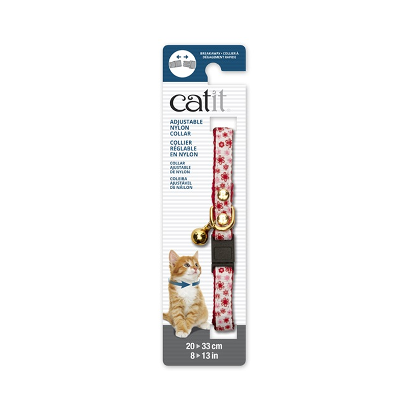 CATIT Collar Ajustable - Rojo & Blanco Flores