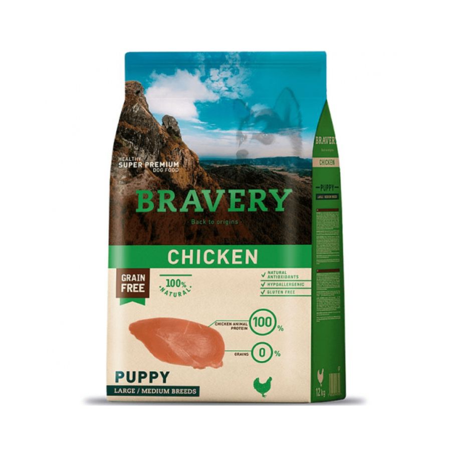 BRAVERY Chicken Puppy Large/Medium 12kg