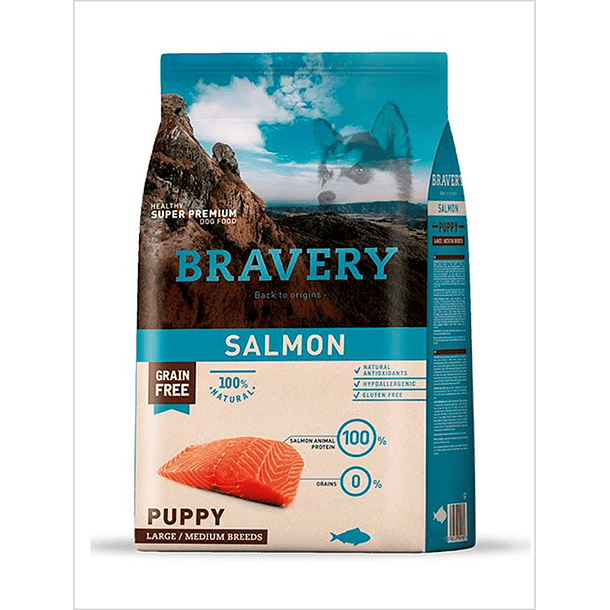 BRAVERY Salmón Puppy Large/Medium 12kg