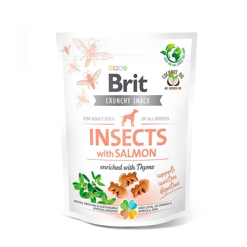 BRIT CARE Crunchy Snack Insects with Salmon 200gr