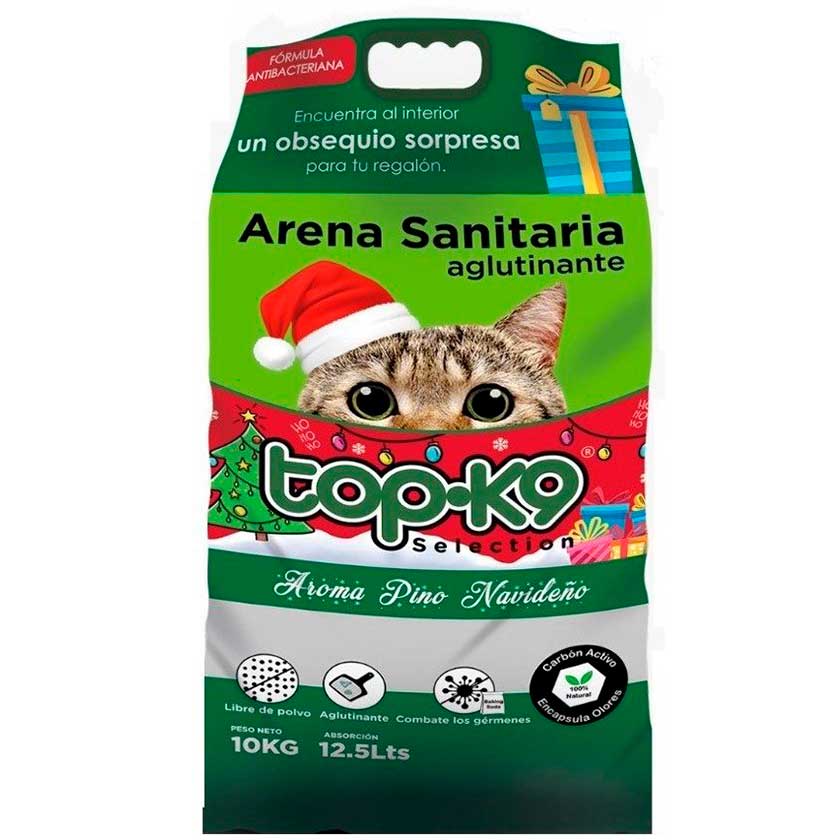 TOP-K9 Arena Sanitaria Aglutinante 10kg - Pino Navideño (Gorrito de regalo)