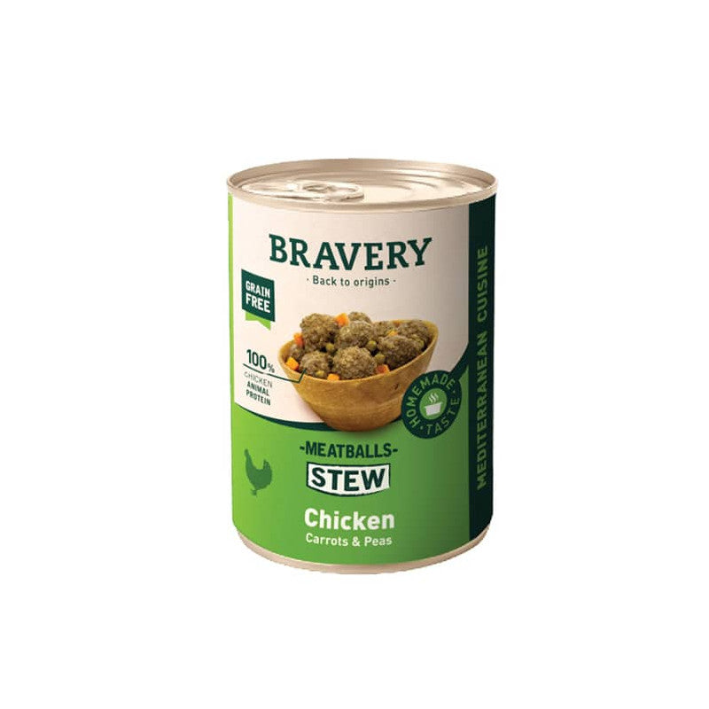 BRAVERY Meatballs Stew Chicken Dog Wet Food 415g