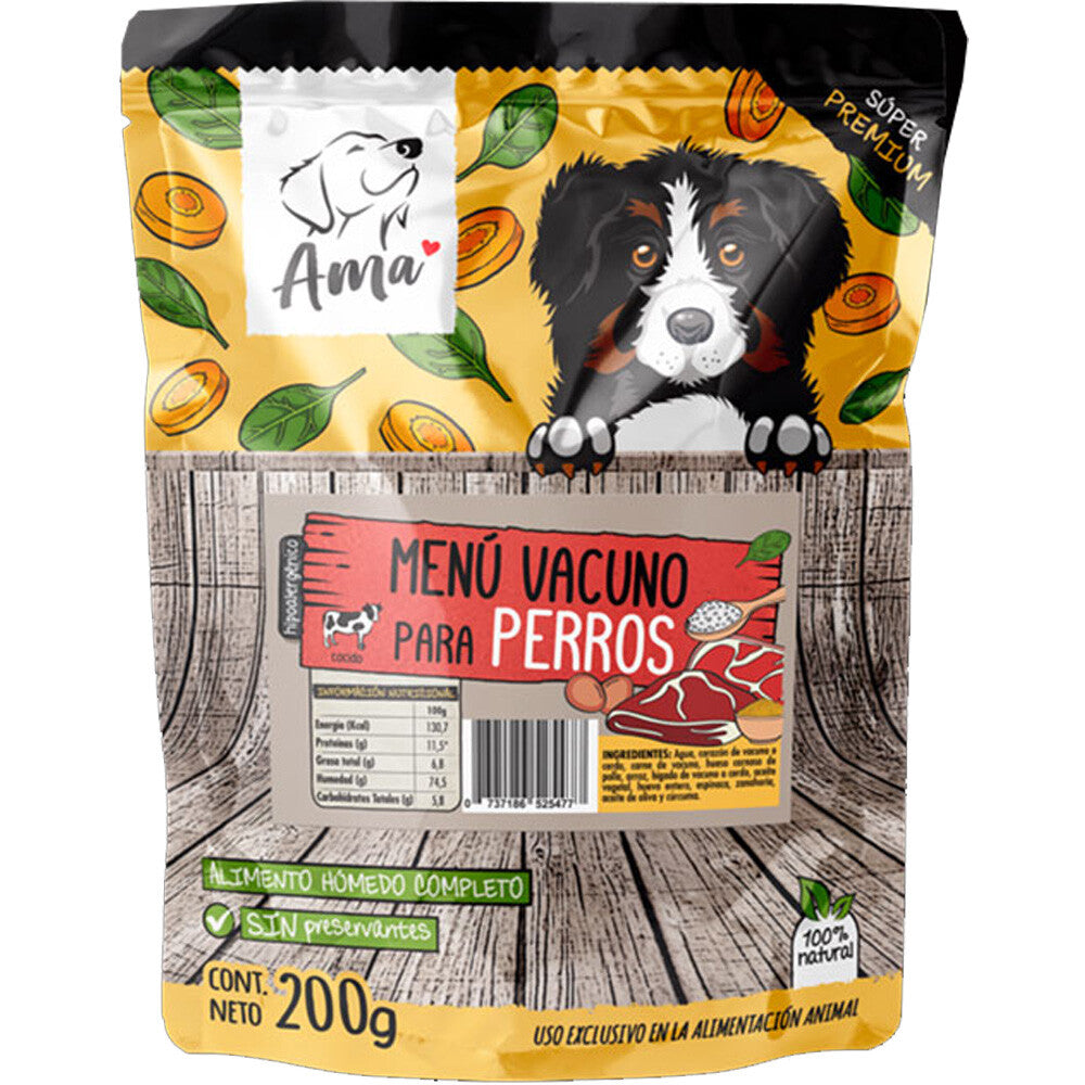 AMA Pouch - Alimento Húmedo Vacuno 200g