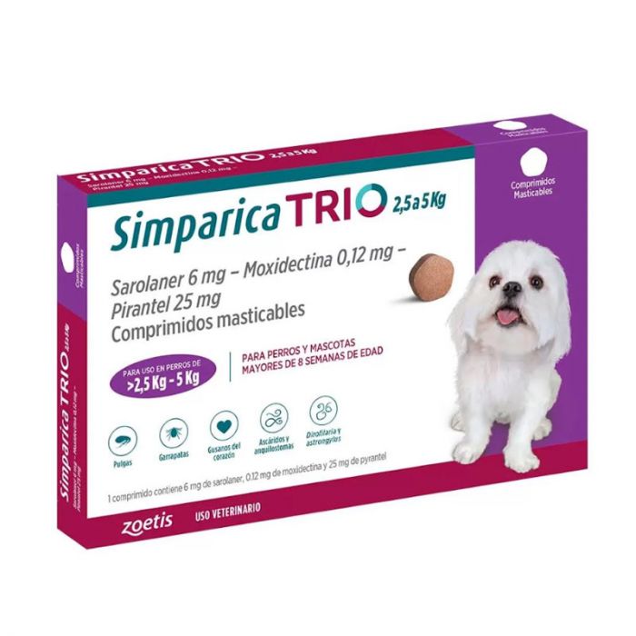 SIMPARICA TRIO 2,5 a 5kg (1 comprimido)
